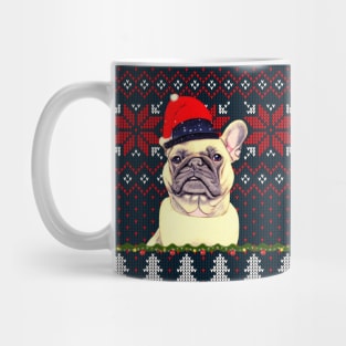 Cute French Bulldog Christmas Cream and White Bulldog Puppy Xmas Trees Mug